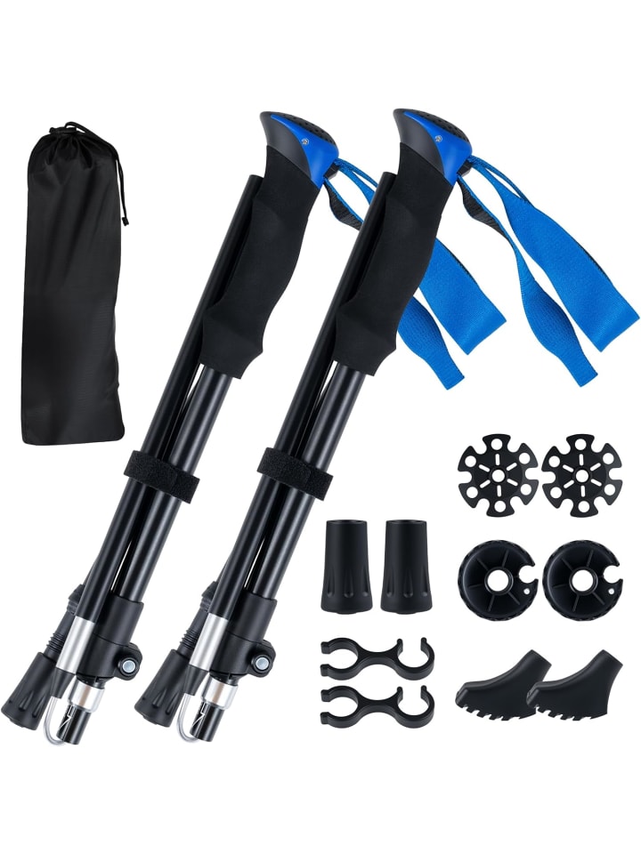 COSTWAY Складные алюминиевые треккинговые палки синего цвета
COSTWAY Складные алюминиевые треккинговые палки синего цвета