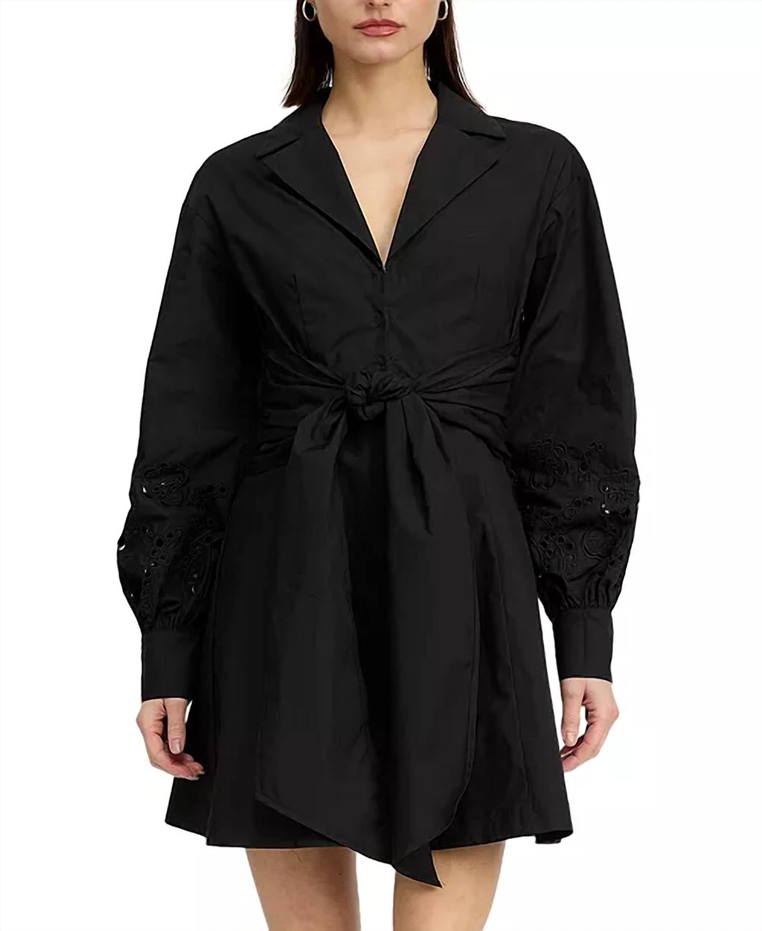 Бенедетта Хлопковое платье-рубашка с поясом на завязках в черном цвете En Saison
Бенедетта Хлопковое платье-рубашка с поясом на завязках в черном цвете En Saison