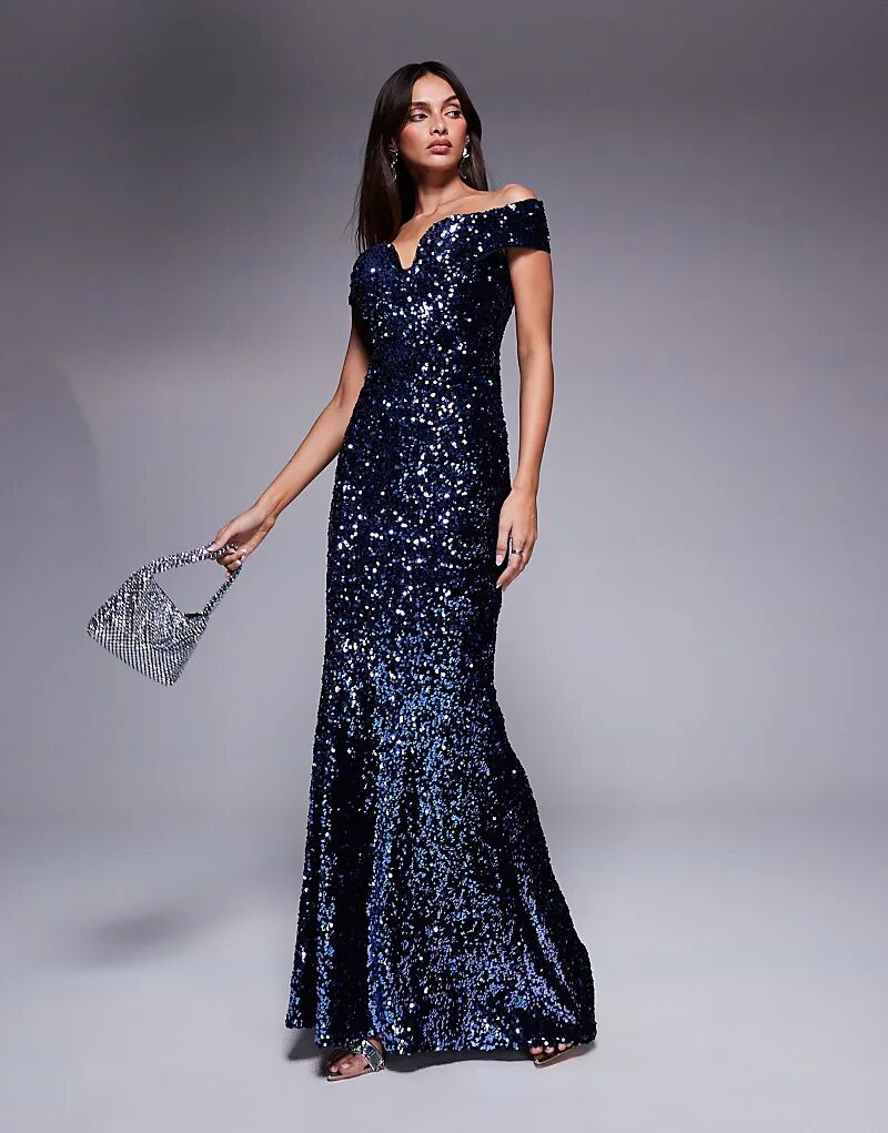 Вечернее макси-платье Goddiva с пайетками и бархатом в цвете «полночно-синий»
Вечернее макси-платье Goddiva с пайетками и бархатом в цвете «полночно-синий»