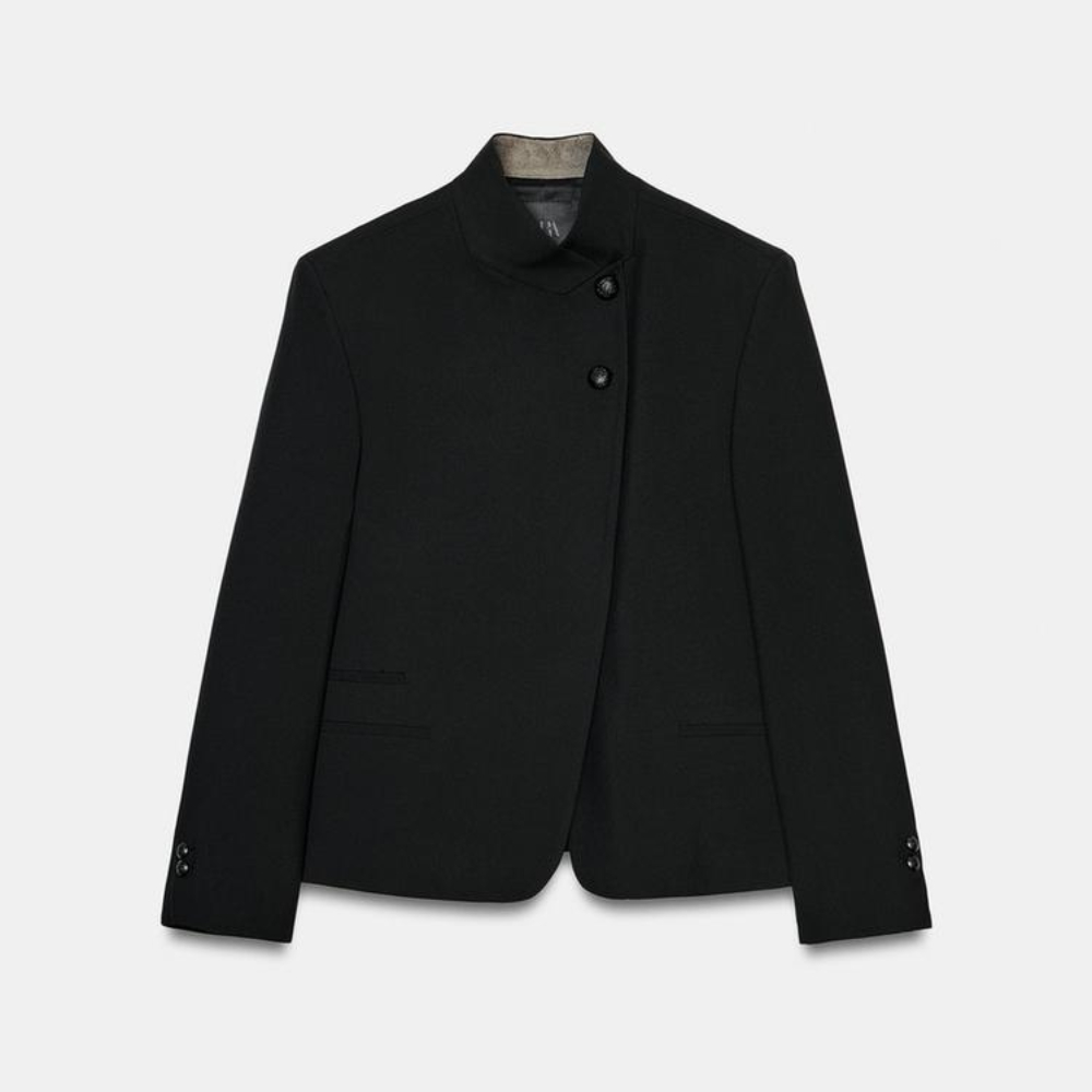 Пиджак Zara High Neck Buttoned, черный
Пиджак Zara High Neck Buttoned, черный