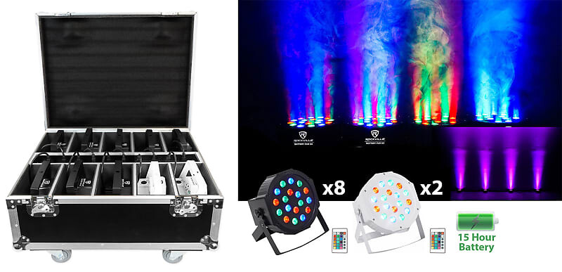 Rockville (8) черных и (2) белых перезаряжаемых фары Par Can Wash + чехол для зарядки (8) BATTERY PAR 50+(2) WHITE Pack 
Rockville (8) черных и (2) белых перезаряжаемых фары Par Can Wash + чехол для зарядки (8) BATTERY PAR 50+(2) WHITE Pack