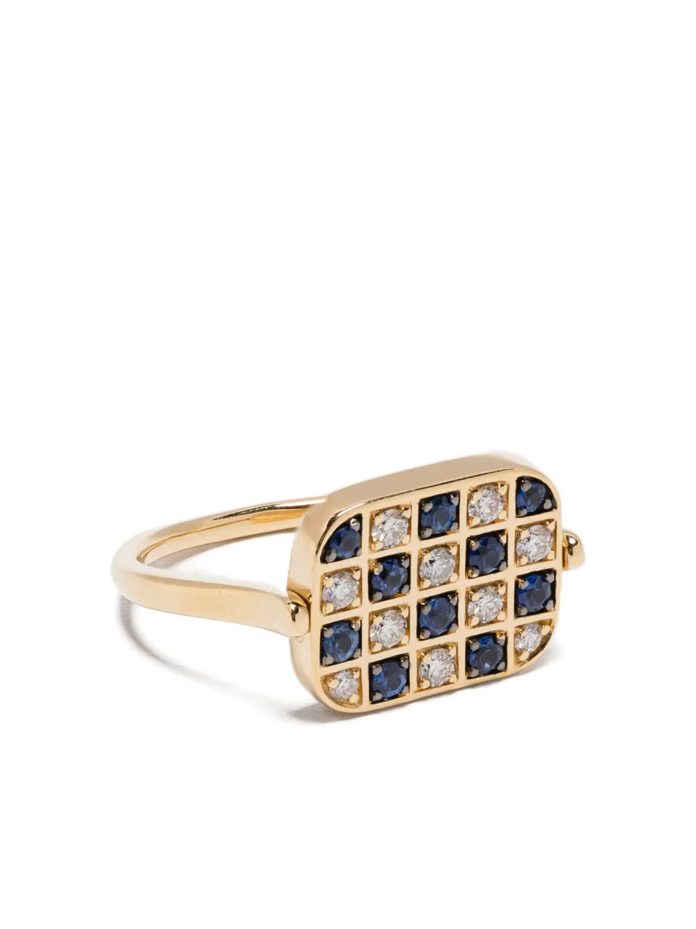 Кольцо из 18-каратного желтого золота с мозаичным сапфиром и бриллиантами Wouters & Hendrix Gold, золотой