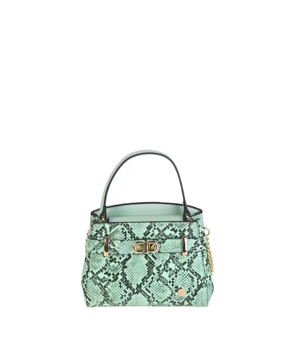 Сумка Volum из полиуретана с тиснением под змею, маленького размера, светло-голубой 
Сумка Volum из полиуретана с тиснением под змею, маленького размера, светло-голубой