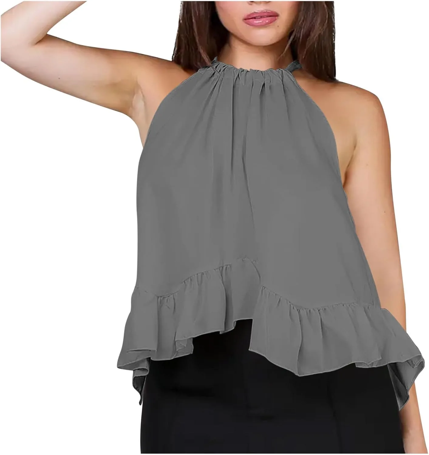 Женский топ-майка Casual Halter с рюшами и завязкой на спине
Женский топ-майка Casual Halter с рюшами и завязкой на спине