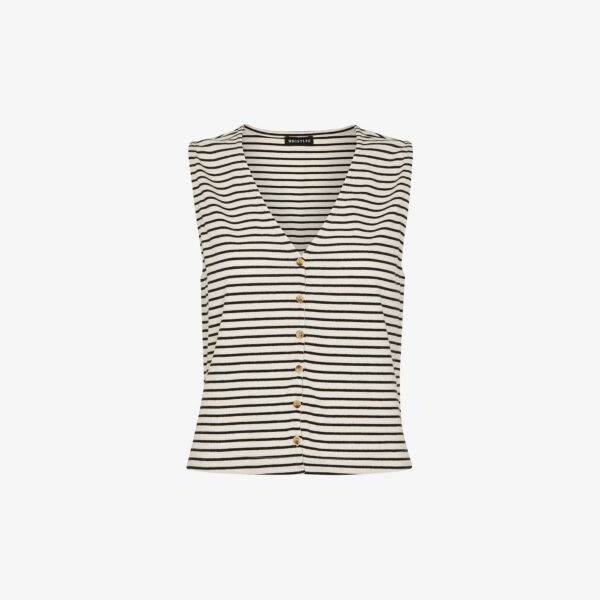 Топ из эластичного хлопка с полосатым узором Whistles, бежевый
Топ из эластичного хлопка с полосатым узором Whistles, бежевый