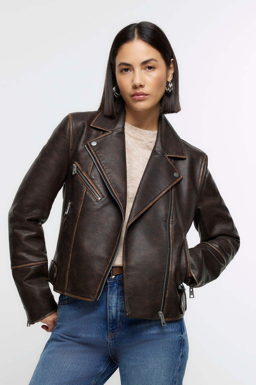 Мотоциклетная куртка из искусственной кожи River Island, коричневый
Мотоциклетная куртка из искусственной кожи River Island, коричневый