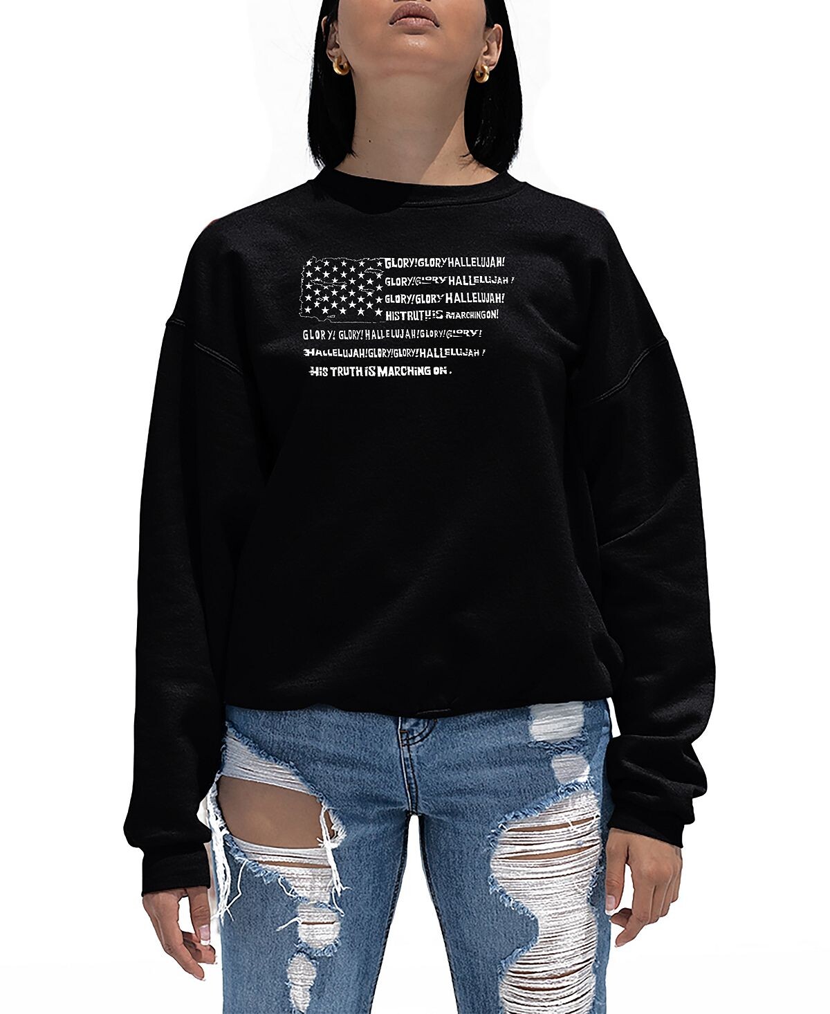 Женская толстовка с круглым вырезом glory hallelujah flag word art LA Pop Art, черный
Женская толстовка с круглым вырезом glory hallelujah flag word art LA Pop Art, черный