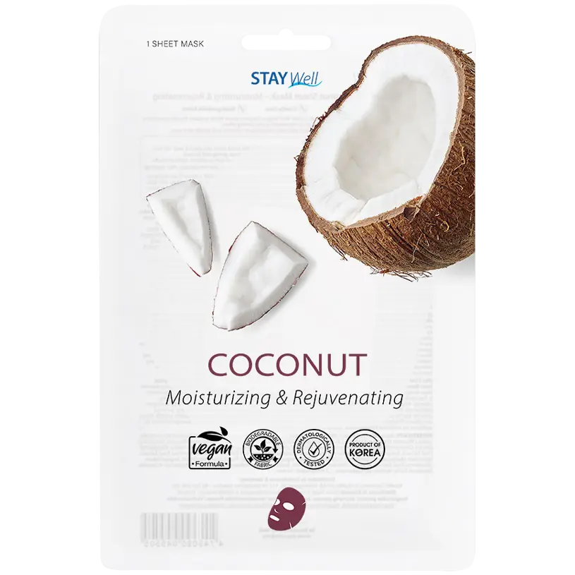 Stay Well Coconut веганская тканевая маска для лица, 1 шт.
Stay Well Coconut веганская тканевая маска для лица, 1 шт.