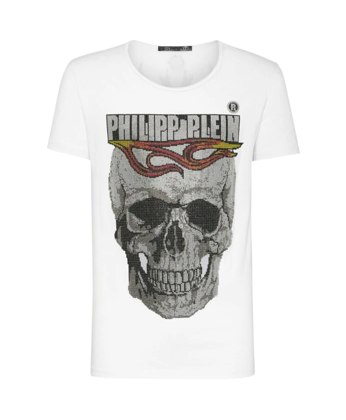 Футболка Flame с принтом хрустального черепа Philipp Plein, белый 
Футболка Flame с принтом хрустального черепа Philipp Plein, белый