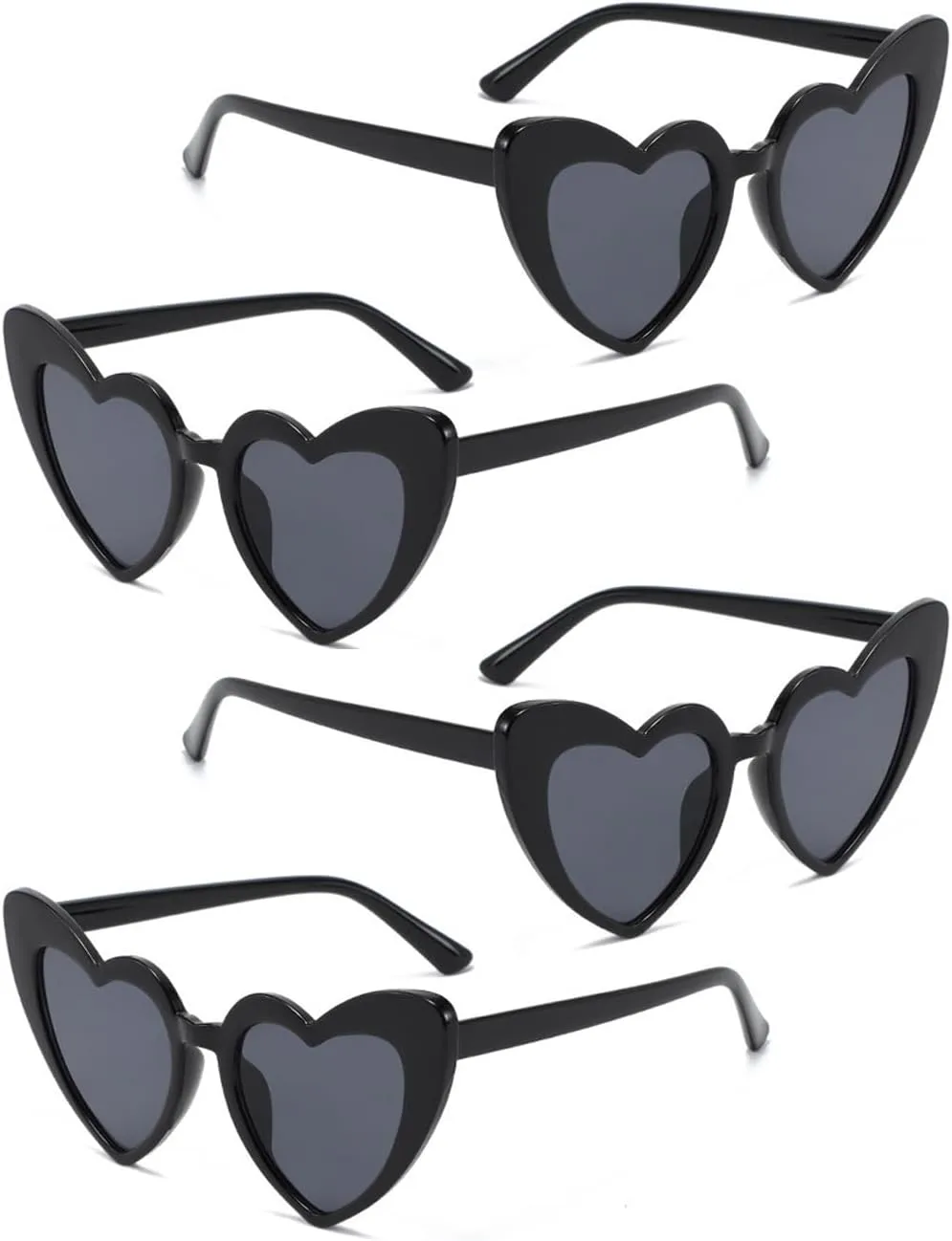 Набор из 4 солнцезащитных очков в форме сердца ко Дню святого Валентина - модные очки «кошачий глаз», винтажные ретро-солнцезащитные очки для женщин Ricawa, Black
Набор из 4 солнцезащитных очков в форме сердца ко Дню святого Валентина - модные очки «кошачий глаз», винтажные ретро-солнцезащитные очки для женщин Ricawa, Black