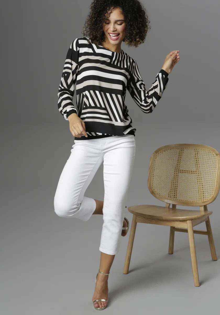 Блузка-рубашка Aniston SELECTED с графическим узором, бежевый
Блузка-рубашка Aniston SELECTED с графическим узором, бежевый