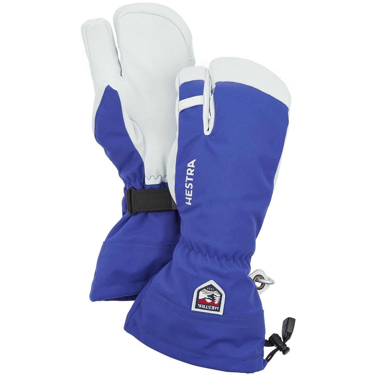 Кожаные армейские хели-рукавицы Hestra с тремя пальцами, синий 
Кожаные армейские хели-рукавицы Hestra с тремя пальцами, синий
