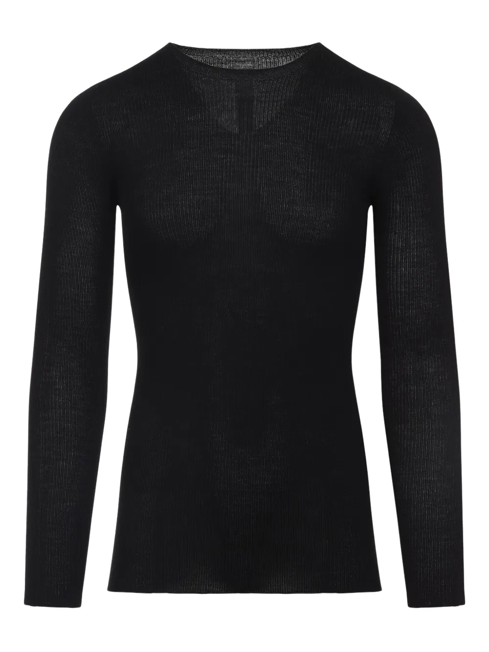 Ребристый шерстяной свитер Rick Owens, черный
Ребристый шерстяной свитер Rick Owens, черный