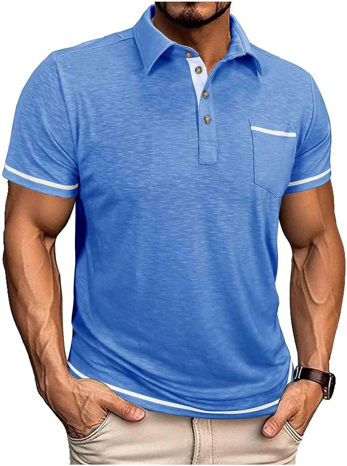 Мужская классическая поло с коротким рукавом и нагрудным карманом
Мужская классическая поло с коротким рукавом и нагрудным карманом