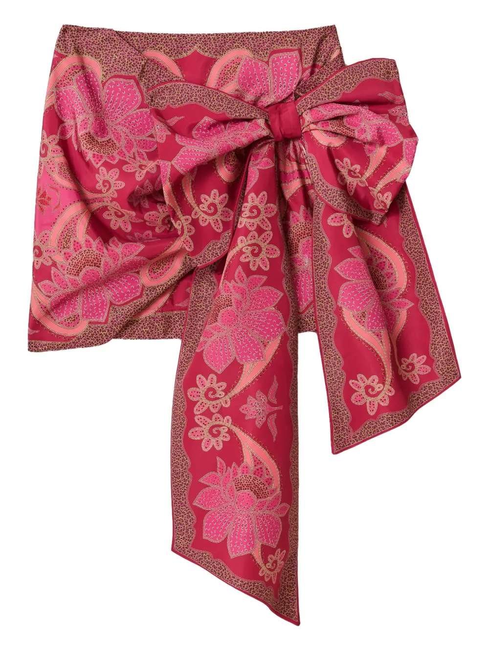 Мини-юбка с цветочным принтом и отделкой бантом FARM Rio, розовый 
Мини-юбка с цветочным принтом и отделкой бантом FARM Rio, розовый