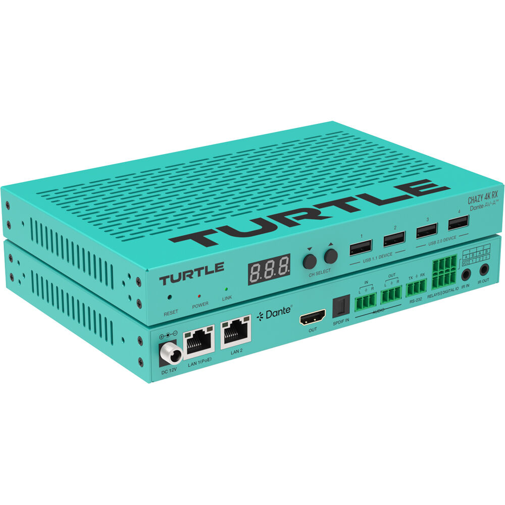 Turtle AV Chazy 4K RX Dante AV-A HDMI-декодер
Turtle AV Chazy 4K RX Dante AV-A HDMI-декодер