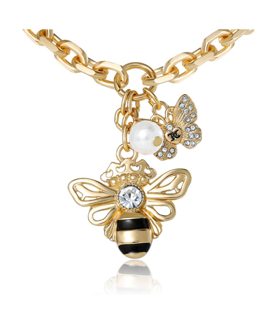 Колье с подвесками в виде пчелы, золотистого цвета, с кристальной бабочкой и жемчужными акцентами Juicy Couture, Gold tone/clear white
Колье с подвесками в виде пчелы, золотистого цвета, с кристальной бабочкой и жемчужными акцентами Juicy Couture, Gold tone/clear white