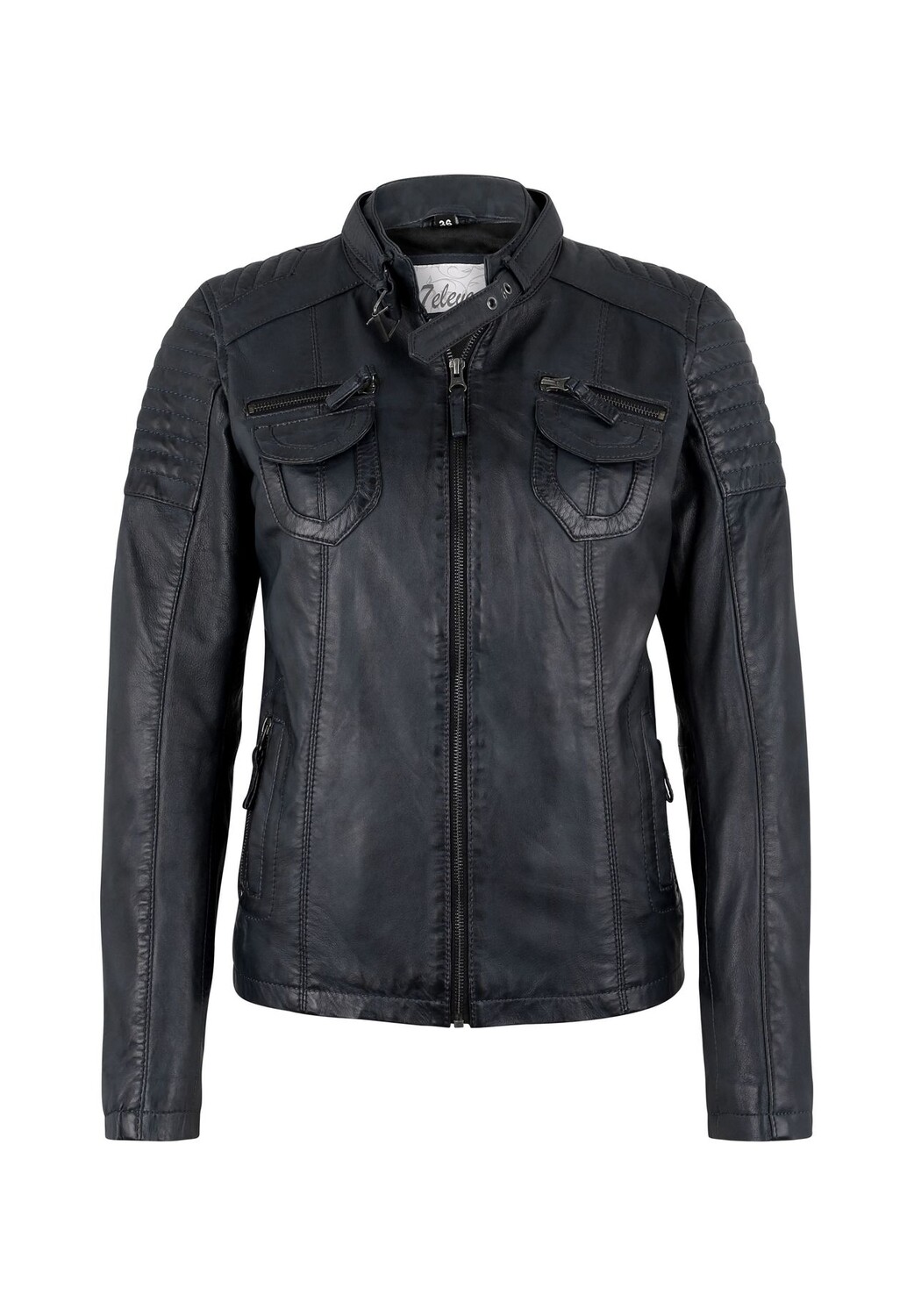 Кожаная куртка Zwea с практичными нагрудными карманами 7eleven, темно-синий 
Кожаная куртка Zwea с практичными нагрудными карманами 7eleven, темно-синий