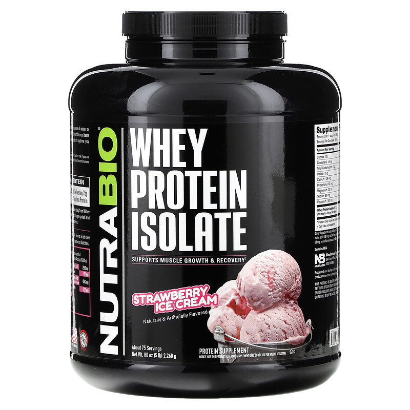 NutraBio, изолят сывороточного протеина, со вкусом клубничного мороженого, 2268 г (5 фунтов)
NutraBio, изолят сывороточного протеина, со вкусом клубничного мороженого, 2268 г (5 фунтов)