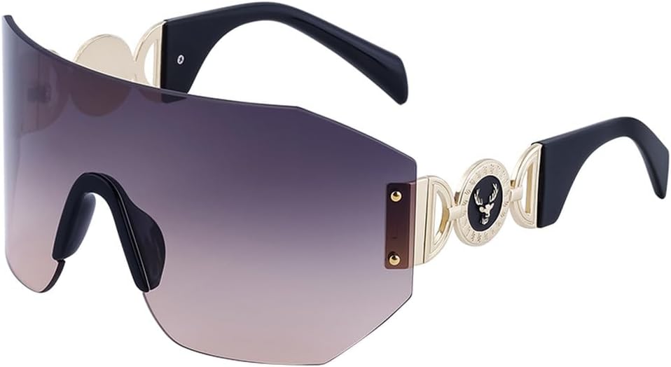 Большие солнцезащитные очки-щитки для женщин, модные солнцезащитные очки неправильной формы для мужчин, безободковые солнцезащитные очки в стиле стимпанк WNCKSQ, C5graybrown
Большие солнцезащитные очки-щитки для женщин, модные солнцезащитные очки неправильной формы для мужчин, безободковые солнцезащитные очки в стиле стимпанк WNCKSQ, C5graybrown