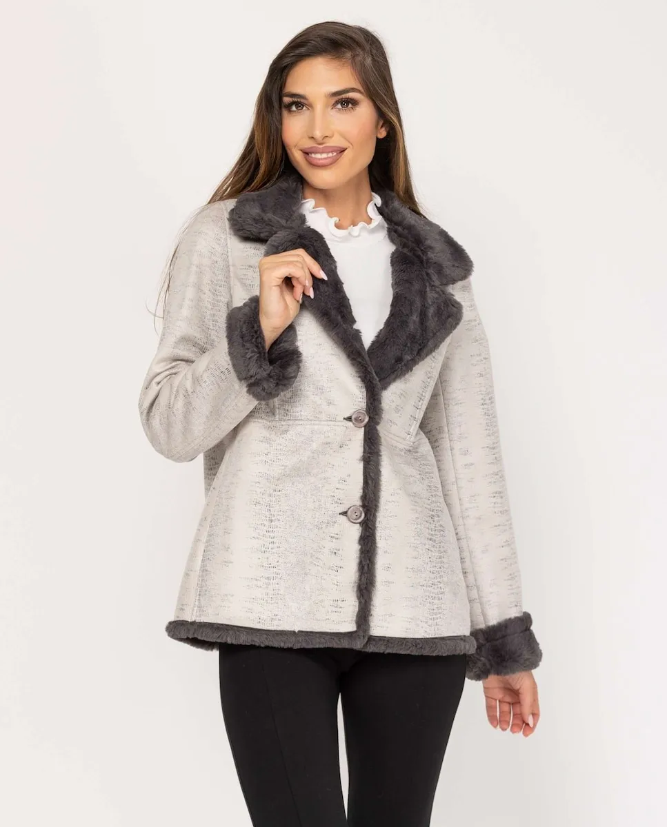 Женское короткое двустороннее пальто с мехом и отложным воротником Fsh, серый
Женское короткое двустороннее пальто с мехом и отложным воротником Fsh, серый
