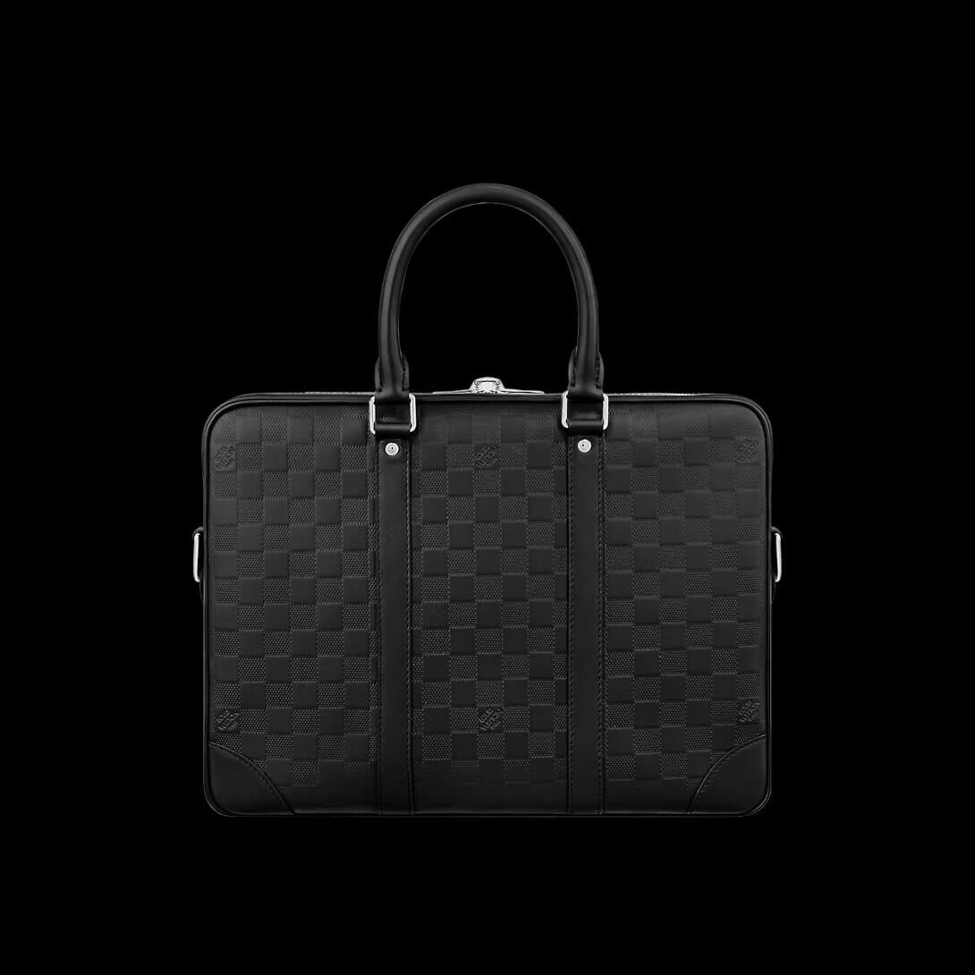 Портфель Louis Vuitton с фирменным тисненым рисунком, чёрный 
Портфель Louis Vuitton с фирменным тисненым рисунком, чёрный