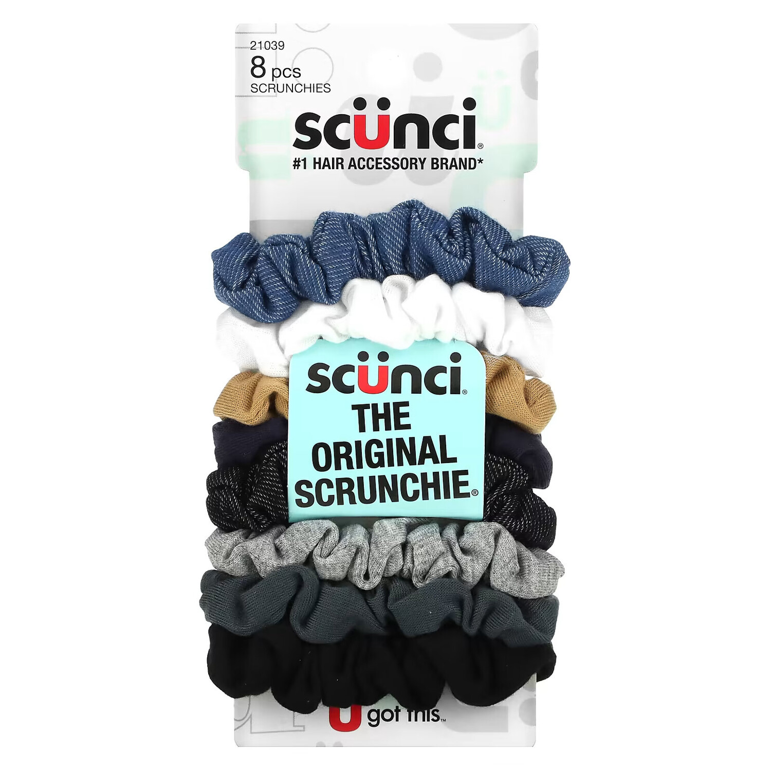 Scunci, Мини-резинки для волос No Damage, Mini Scrunchies, разные цвета (деним), 8 штук
Scunci, Мини-резинки для волос No Damage, Mini Scrunchies, разные цвета (деним), 8 штук