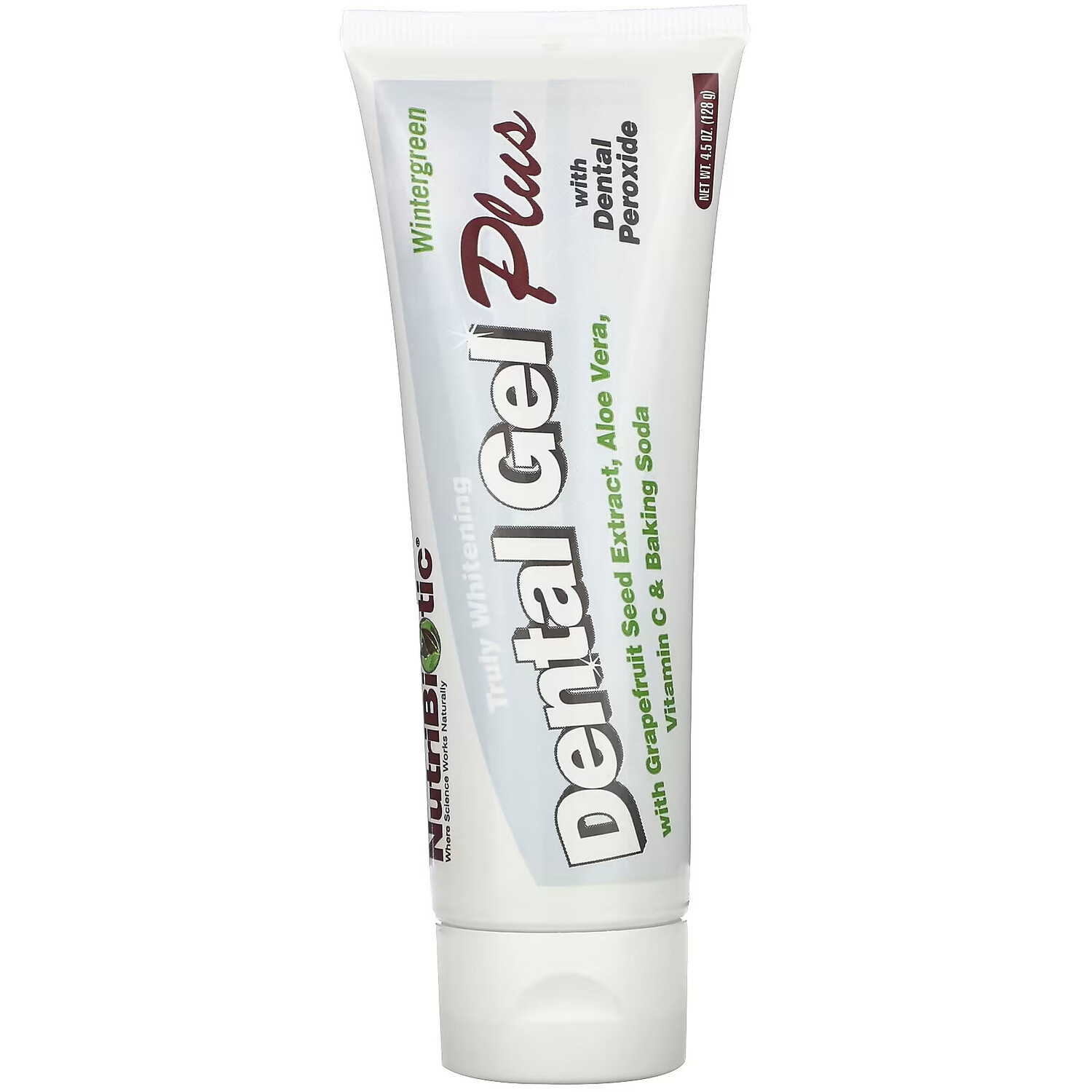 NutriBiotic, Dental Gel Plus, гель для зубов с отбеливающим эффектом, грушанка, 128 г (4,5 унции)
NutriBiotic, Dental Gel Plus, гель для зубов с отбеливающим эффектом, грушанка, 128 г (4,5 унции)