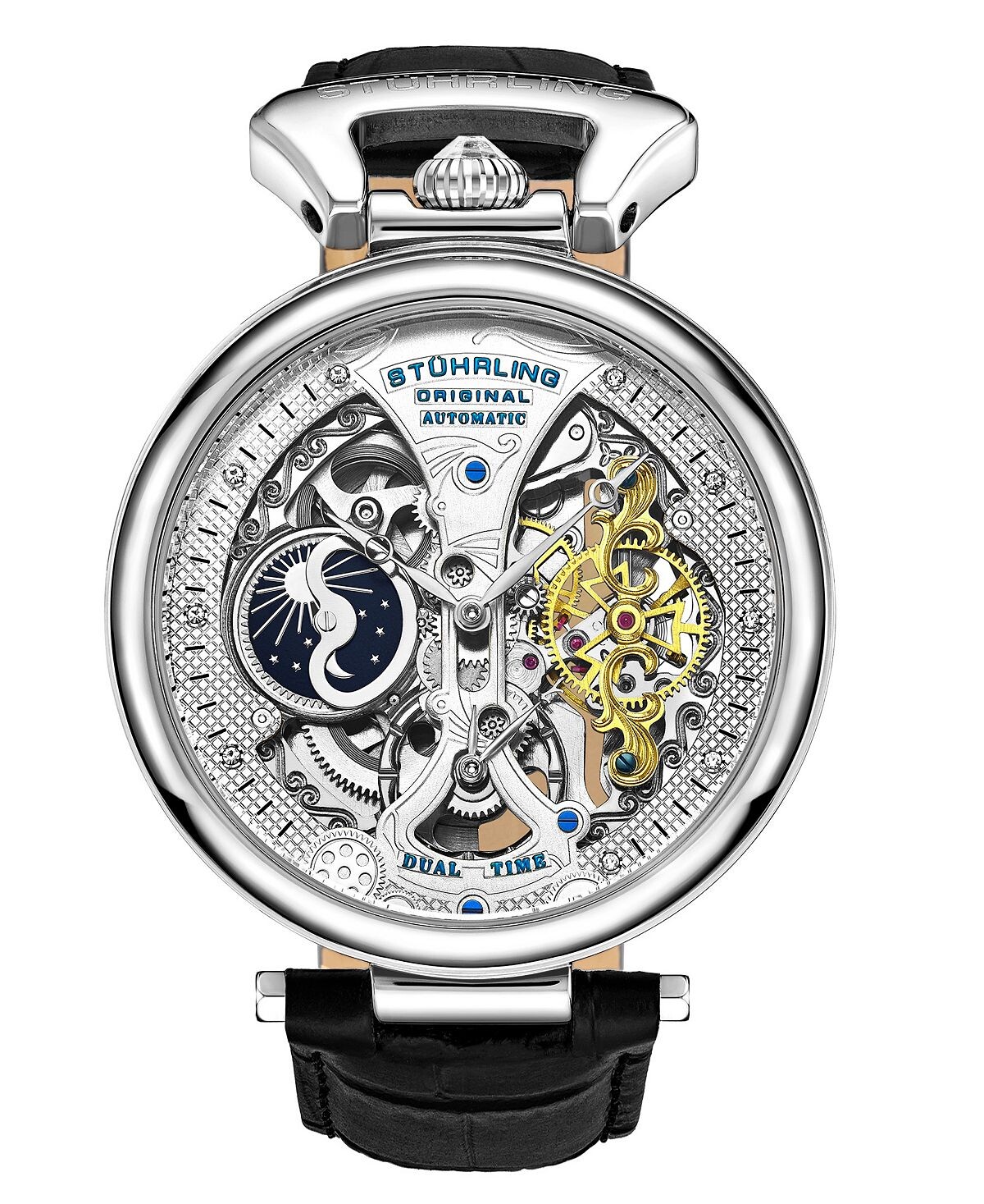 Мужские часы с черным кожаным ремешком, 46 мм Stuhrling
Мужские часы с черным кожаным ремешком, 46 мм Stuhrling