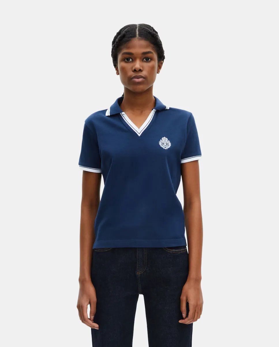 Женская рубашка поло с короткими рукавами и V-образным вырезом The Kooples, синий
Женская рубашка поло с короткими рукавами и V-образным вырезом The Kooples, синий