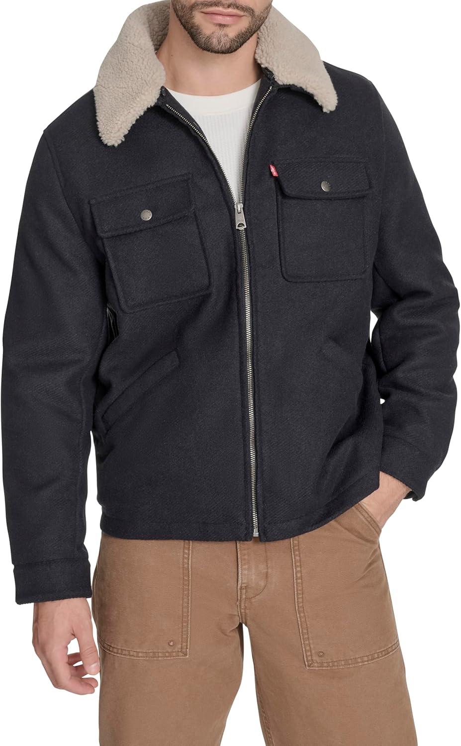 Мужская куртка Levi's из шерстяной смеси Depot с воротником из шерпы, Navy
Мужская куртка Levi's из шерстяной смеси Depot с воротником из шерпы, Navy