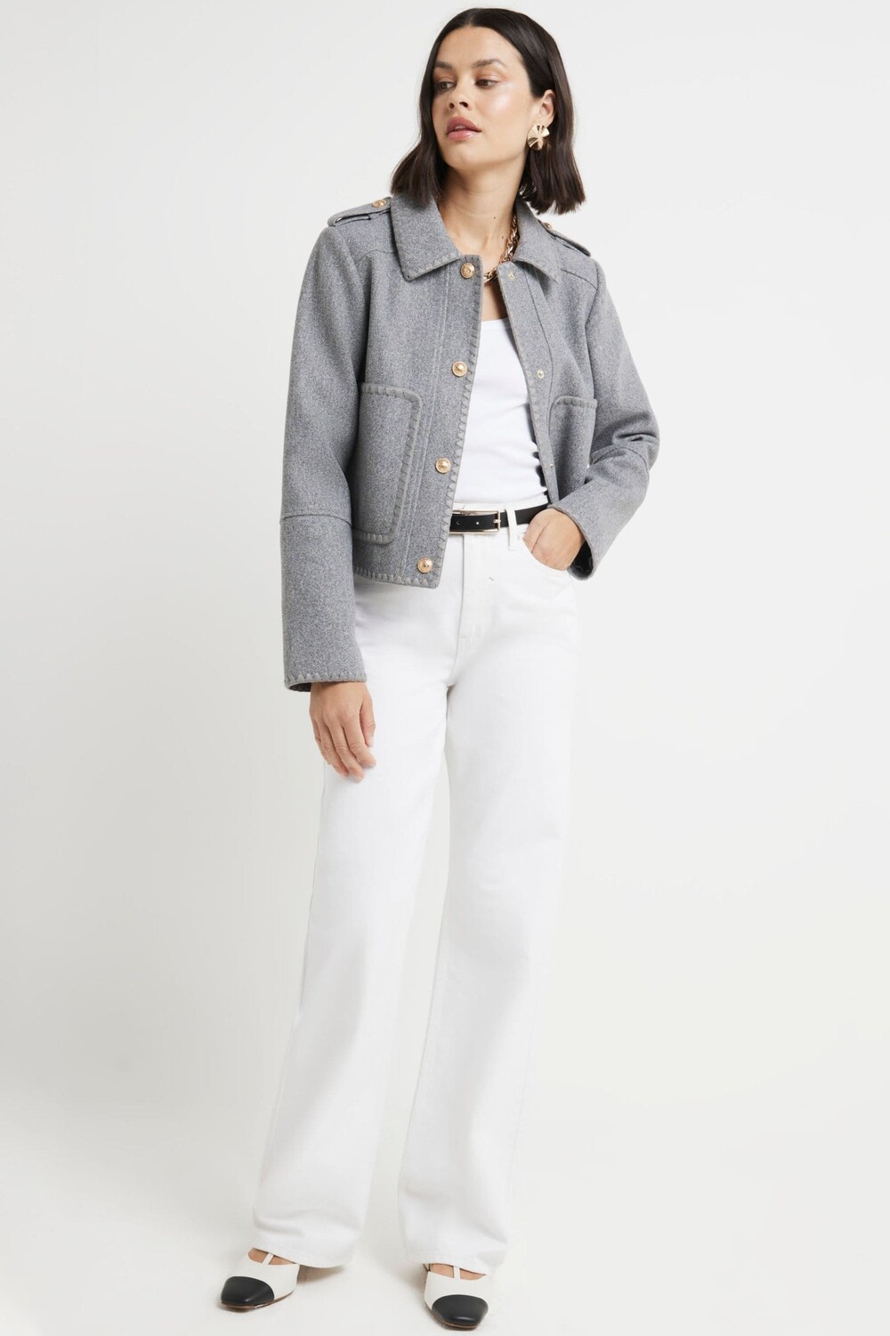 Сшитая укороченная куртка River Island, серый
Сшитая укороченная куртка River Island, серый