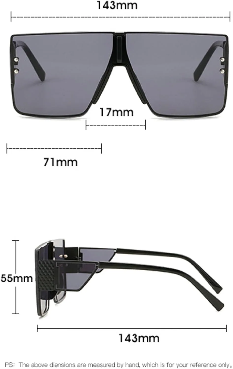 Модные квадратные солнцезащитные очки большого размера для женщин и мужчин, ретро-солнцезащитные очки без оправы, солнцезащитные очки-щитки UV400 mincl, Gray
Модные квадратные солнцезащитные очки большого размера для женщин и мужчин, ретро-солнцезащитные очки без оправы, солнцезащитные очки-щитки UV400 mincl, Gray