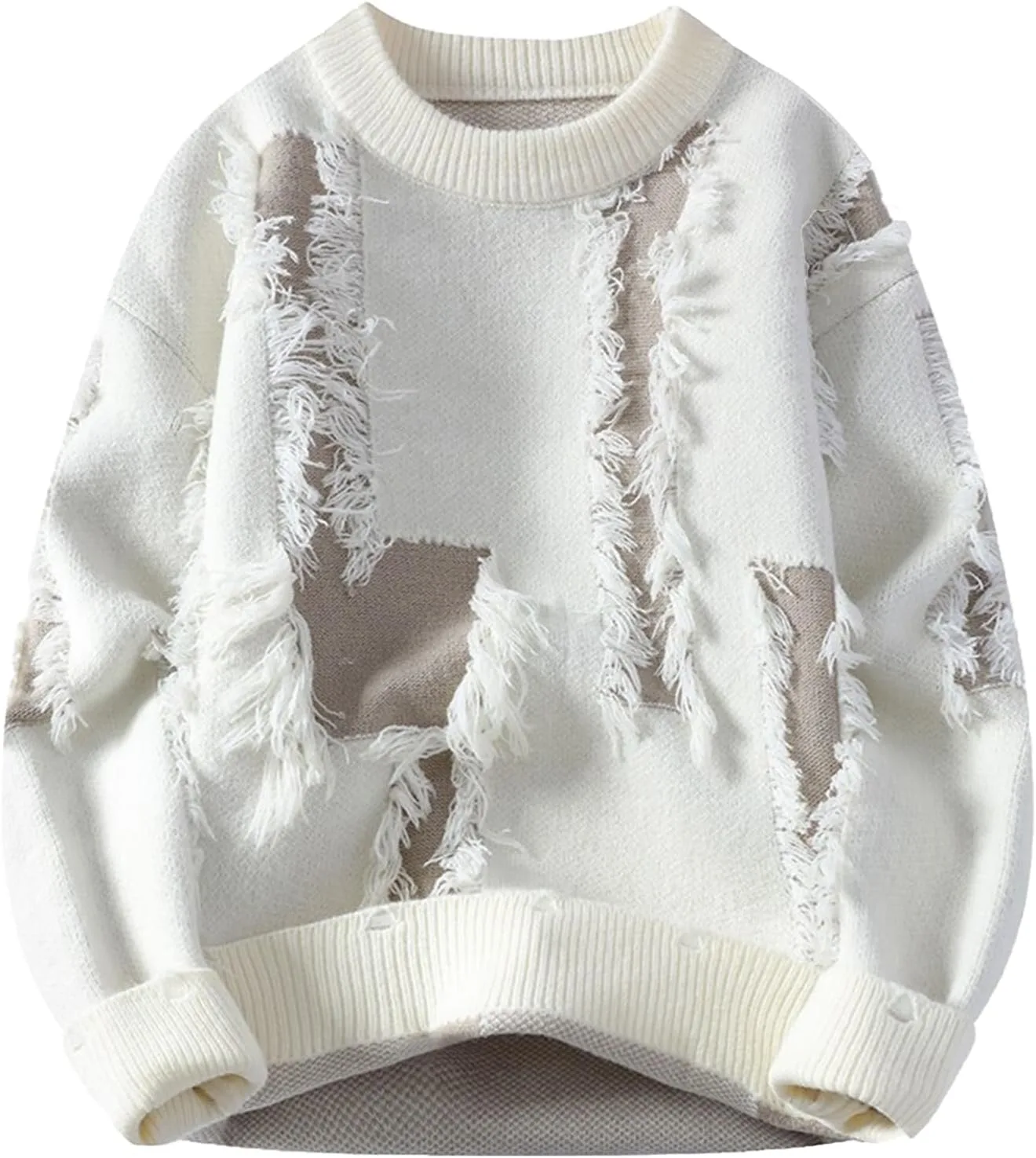 Мужской свитер с контрастными деталями, рваными кистями, круглым вырезом Anybird
Мужской свитер с контрастными деталями, рваными кистями, круглым вырезом Anybird