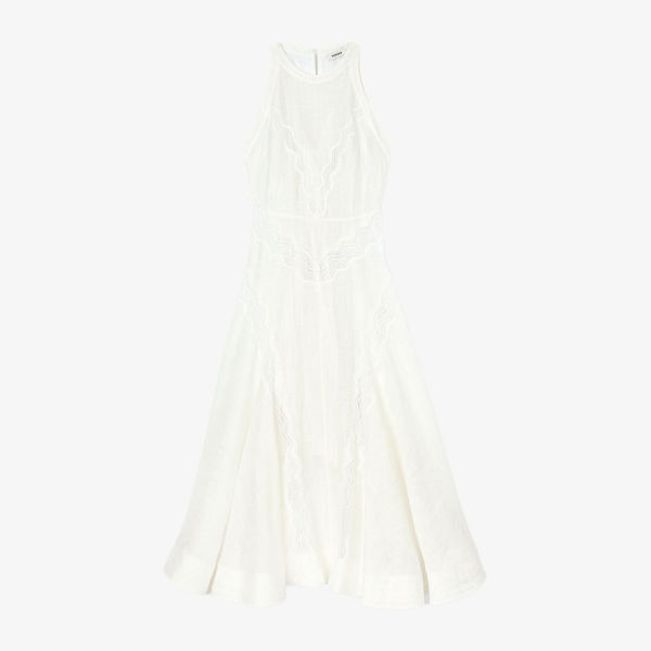 Платье макси Sandro льняное с кружевной отделкой, белый
Платье макси Sandro льняное с кружевной отделкой, белый