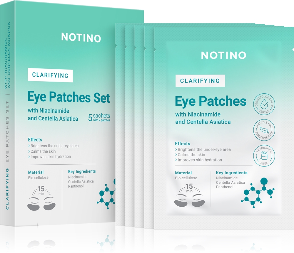 Набор очищающих биоцеллюлозных патчей для глаз с ниацинамидом и осветляющей маской для глаз с центеллой азиатской Notino, 5× 2 шт
Набор очищающих биоцеллюлозных патчей для глаз с ниацинамидом и осветляющей маской для глаз с центеллой азиатской Notino, 5× 2 шт