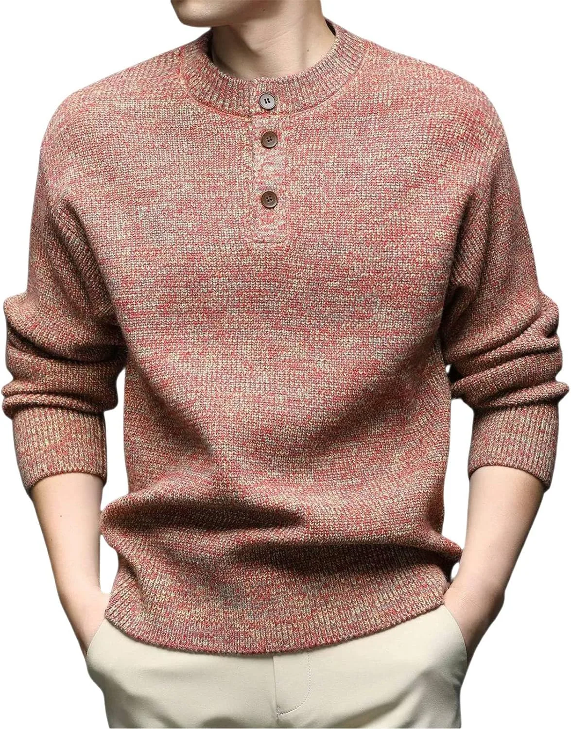 Мужской свитер-пуловер с четвертью пуговиц, вязаный, с длинными рукавами и круглым вырезом XINGJIAARTS
Мужской свитер-пуловер с четвертью пуговиц, вязаный, с длинными рукавами и круглым вырезом XINGJIAARTS