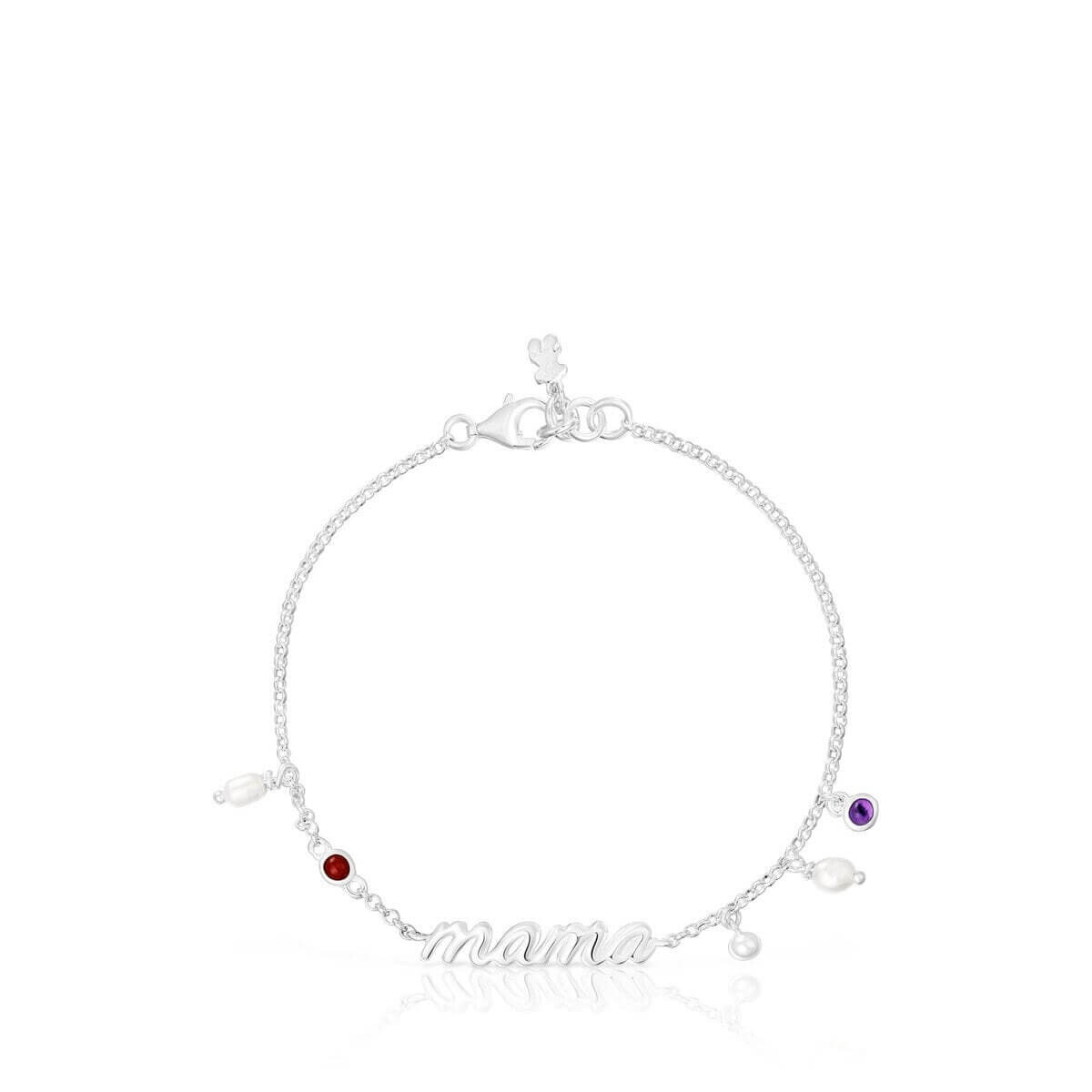 Браслет Tous Mama Silver Mama With Cultured Pearls And Gemstones, серебро 
Браслет Tous Mama Silver Mama With Cultured Pearls And Gemstones, серебро