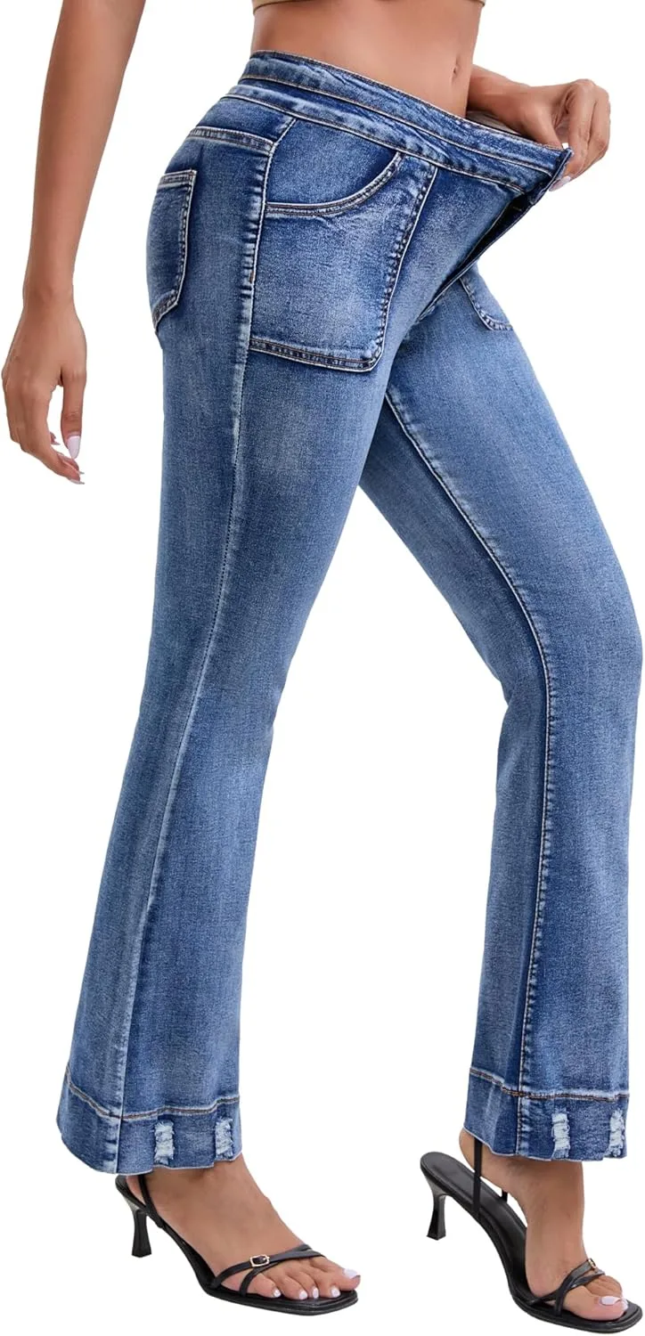 Женские джинсы с высокой талией и расклешенным силуэтом, эластичные, с накладными карманами спереди ZMTUO
Женские джинсы с высокой талией и расклешенным силуэтом, эластичные, с накладными карманами спереди ZMTUO