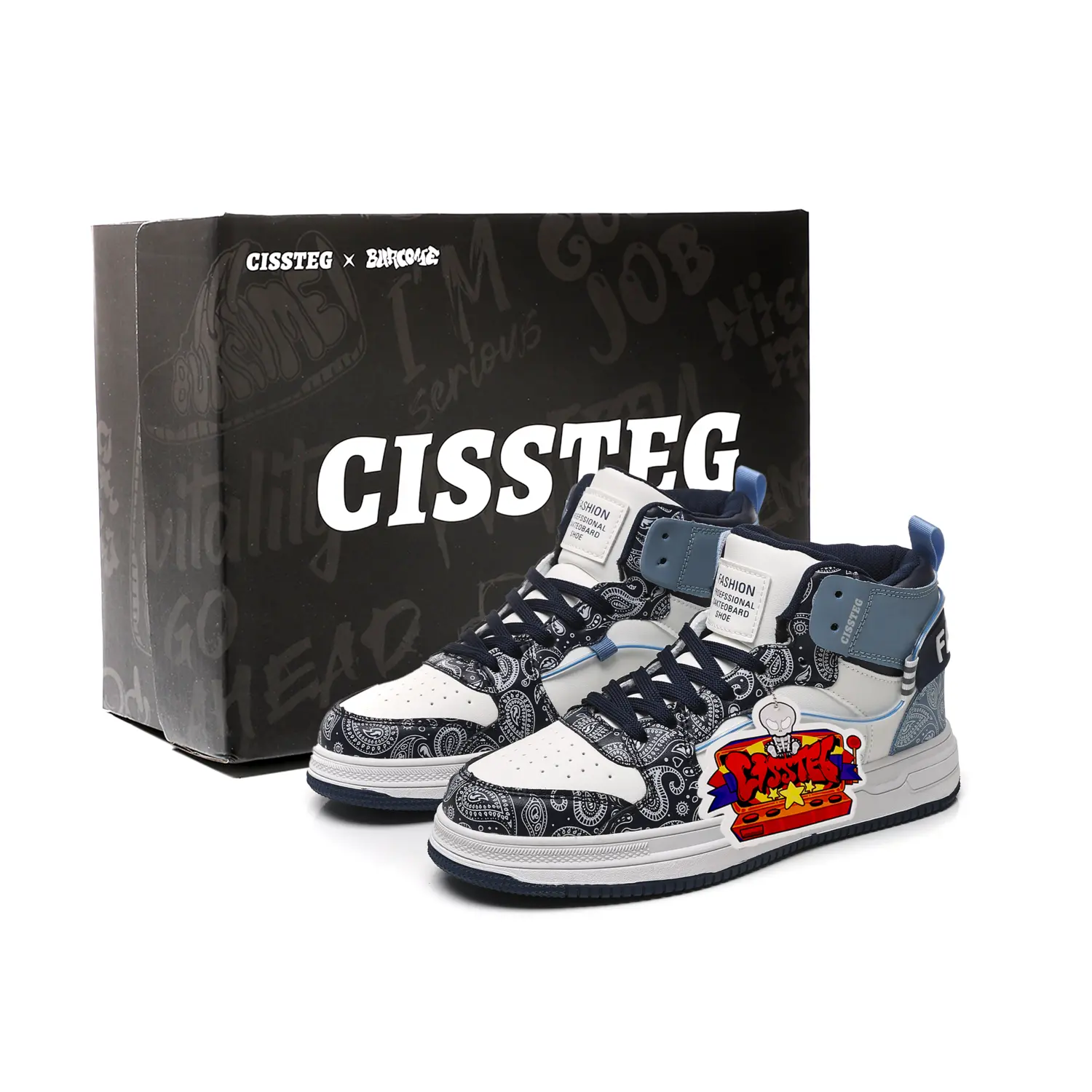 CISSTEG Высокие мужские кроссовки для скейтбординга, чернильно-синие
CISSTEG Высокие мужские кроссовки для скейтбординга, чернильно-синие