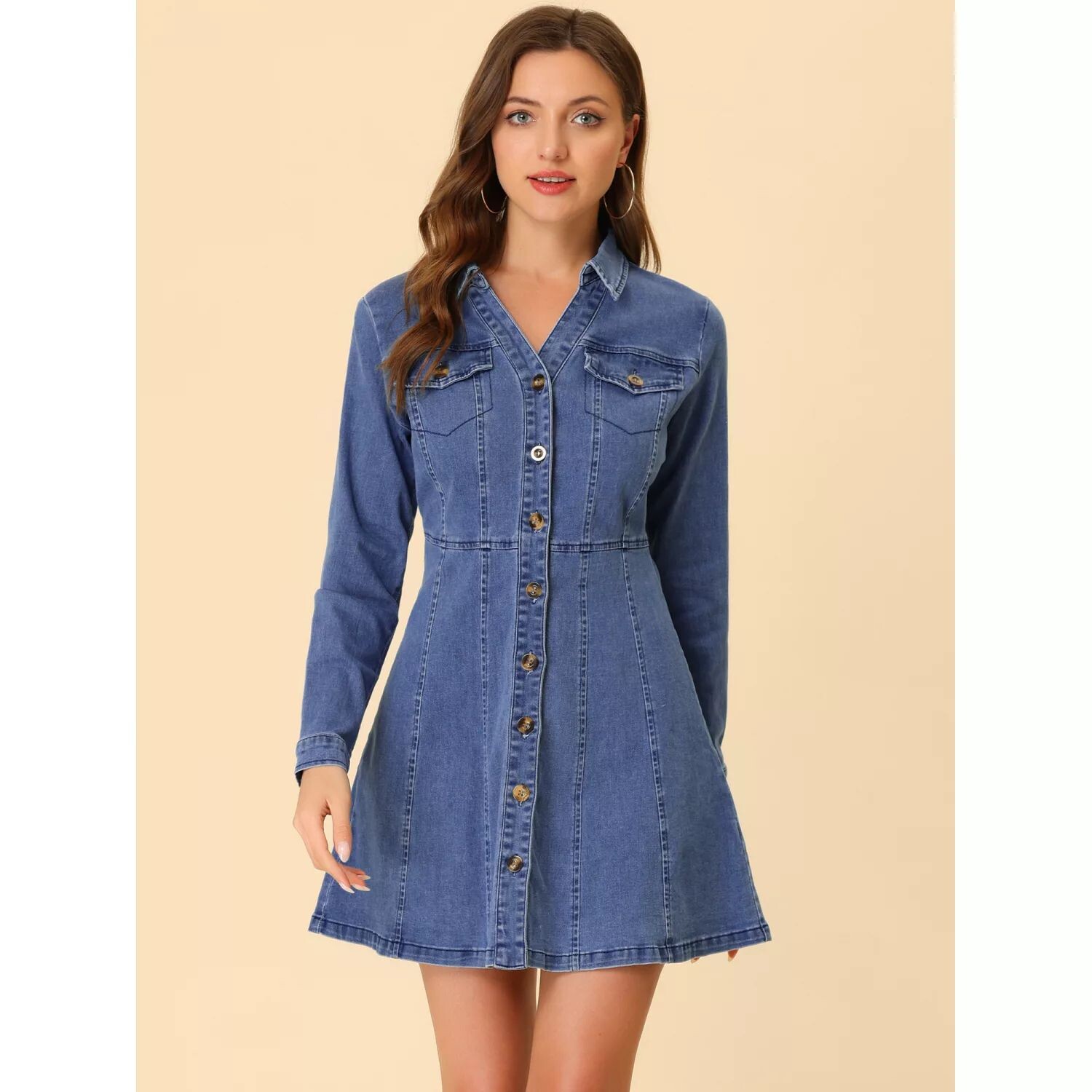 Женское джинсовое платье-рубашка с v-образным вырезом и закатанными рукавами ALLEGRA K, темно-синий
Женское джинсовое платье-рубашка с v-образным вырезом и закатанными рукавами ALLEGRA K, темно-синий