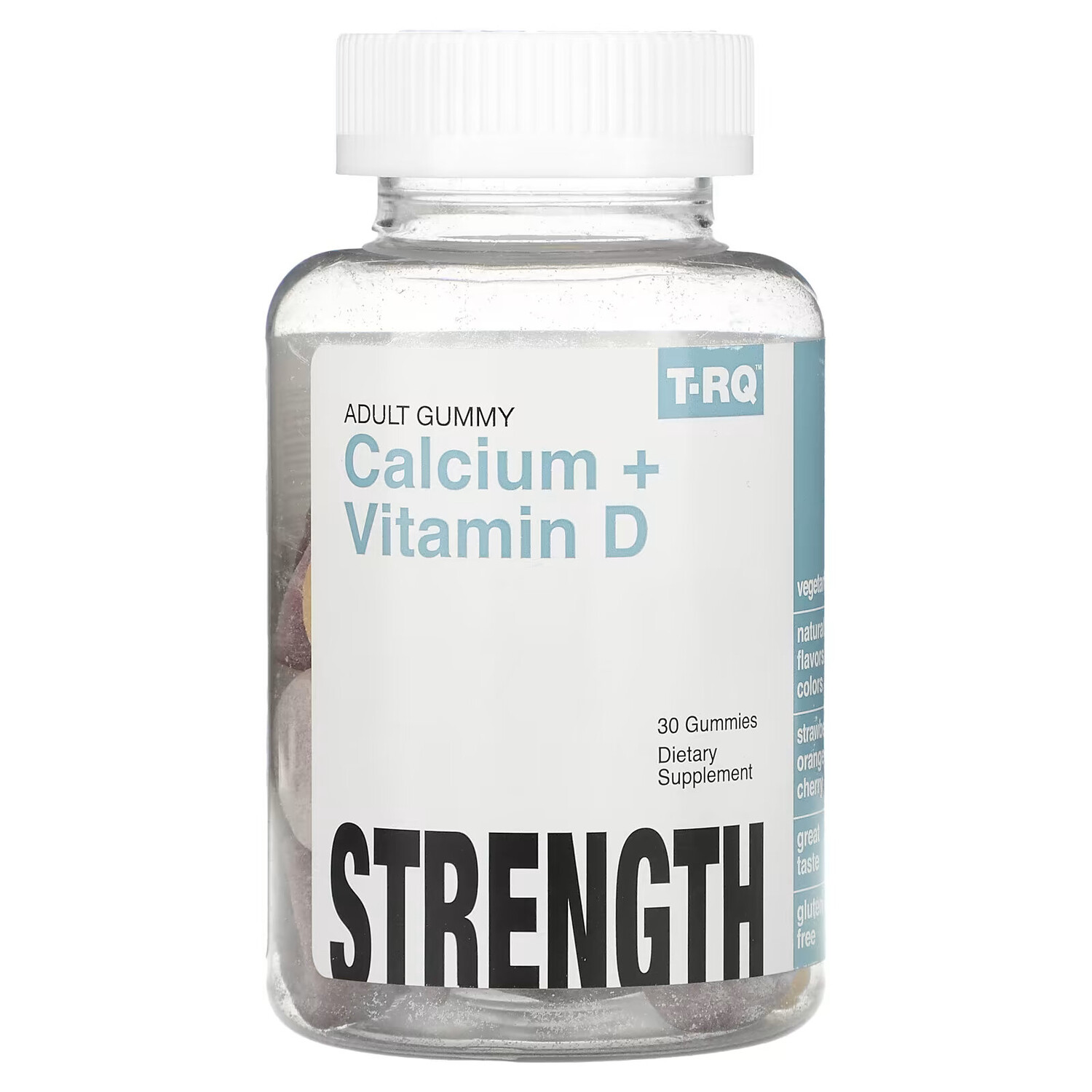 T-RQ, Жевательные мармеладки для взрослых, кальций + витамин D, клубника, апельсин, вишня, 30 жевательных таблеток
T-RQ, Жевательные мармеладки для взрослых, кальций + витамин D, клубника, апельсин, вишня, 30 жевательных таблеток