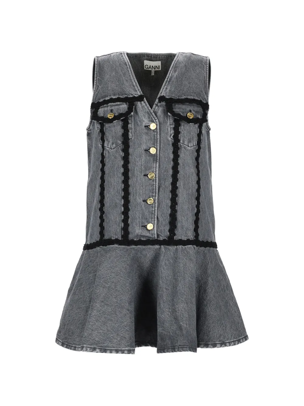 Платье с воланами и v-образным вырезом GANNI, серый
Платье с воланами и v-образным вырезом GANNI, серый