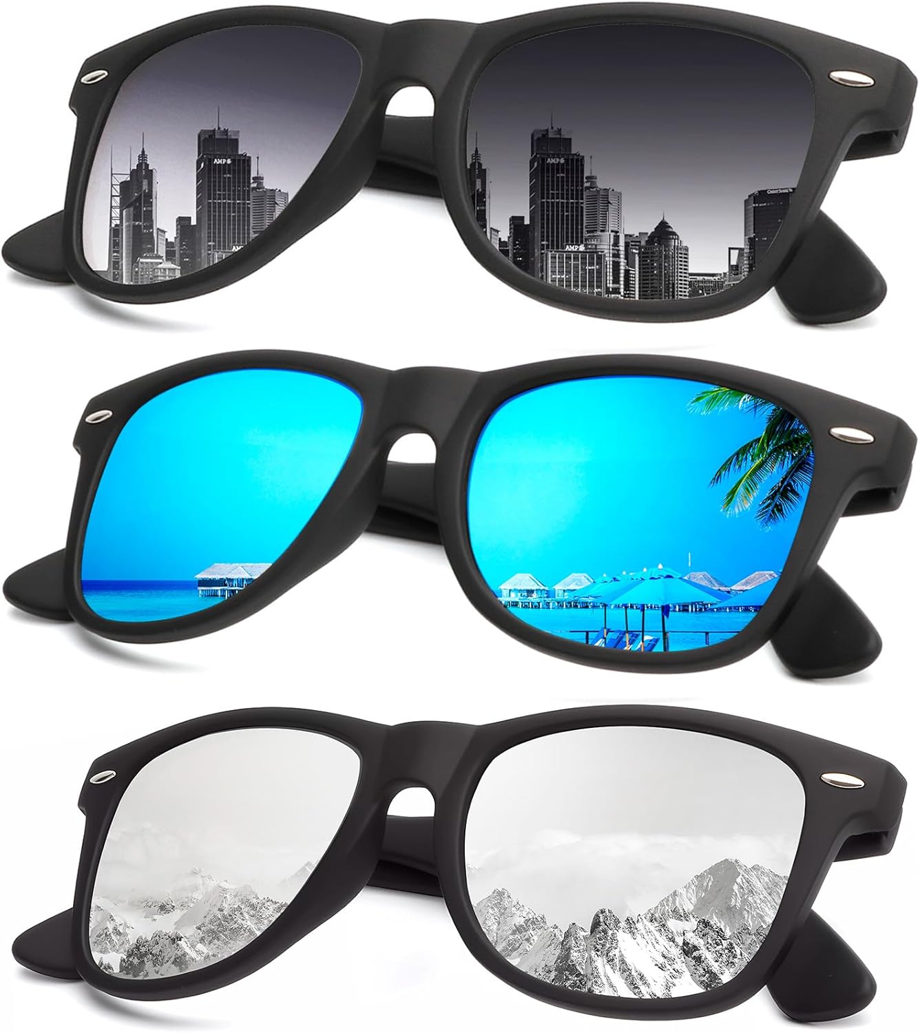 Солнцезащитные очки KALIYADI для мужчин, поляризованные, унисекс, полуободковая оправа, ретро-стиль, для вождения, с защитой от УФ-излучения, D10-(3 Pack) Black Frame Gradient Black/Blue/Silver
Солнцезащитные очки KALIYADI для мужчин, поляризованные, унисекс, полуободковая оправа, ретро-стиль, для вождения, с защитой от УФ-излучения, D10-(3 Pack) Black Frame Gradient Black/Blue/Silver