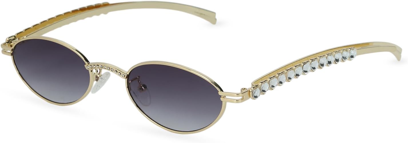 Модные солнцезащитные очки класса люкс с бриллиантовым сердечком и стразами для женщин, винтажные овальные очки, стильный ретро-образ Sumato, Gold Frame With Gray Lens
Модные солнцезащитные очки класса люкс с бриллиантовым сердечком и стразами для женщин, винтажные овальные очки, стильный ретро-образ Sumato, Gold Frame With Gray Lens