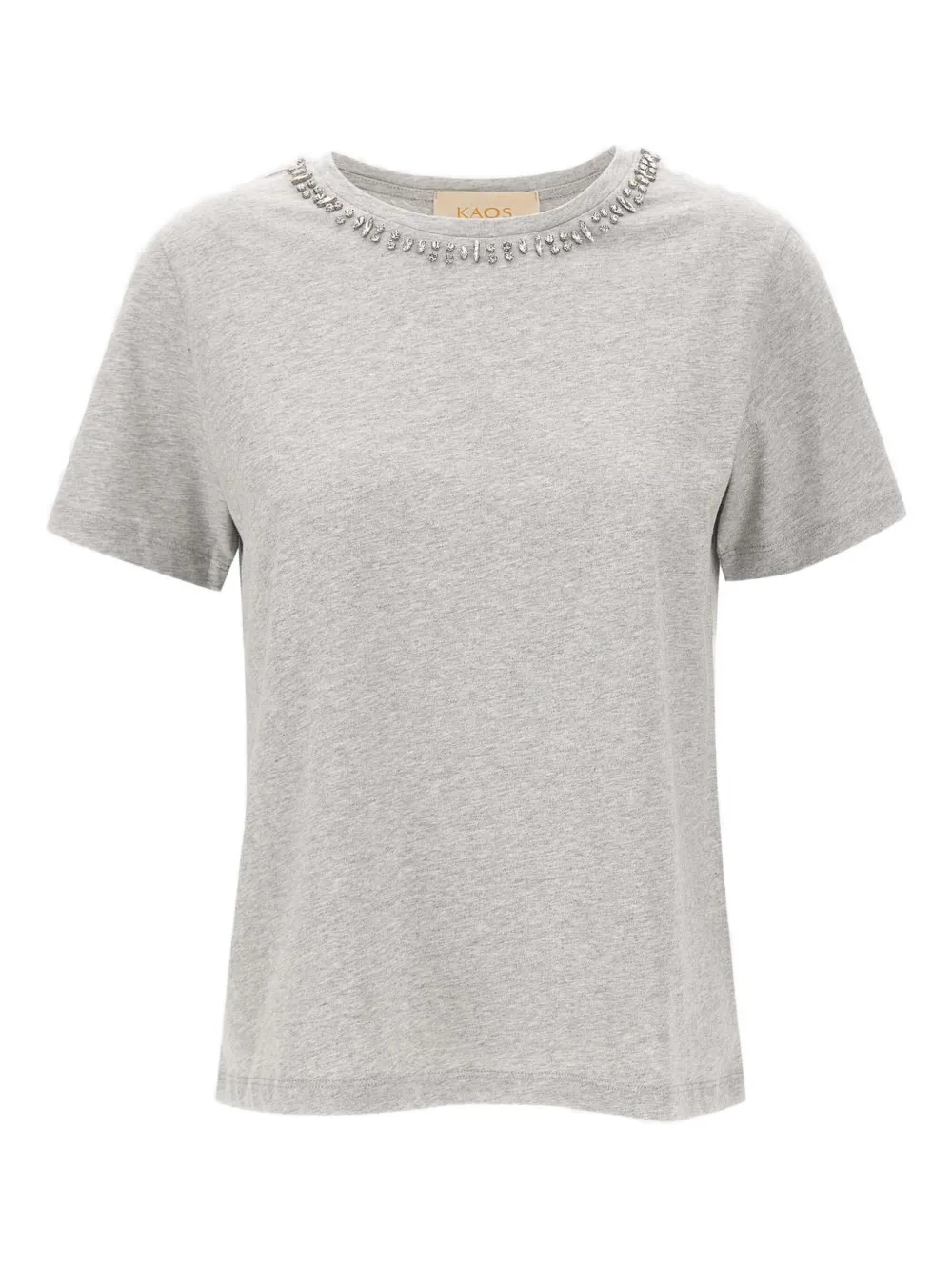Футболка с круглым вырезом, украшенная кристаллами kaos, серый
Футболка с круглым вырезом, украшенная кристаллами kaos, серый