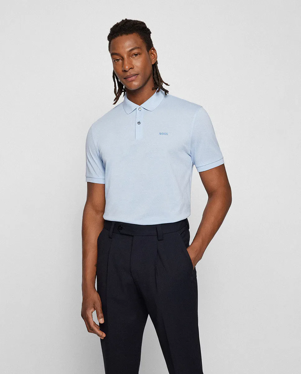 Мужская рубашка-поло из органического хлопка с вышитым логотипом Boss, светло-голубой
Мужская рубашка-поло из органического хлопка с вышитым логотипом Boss, светло-голубой