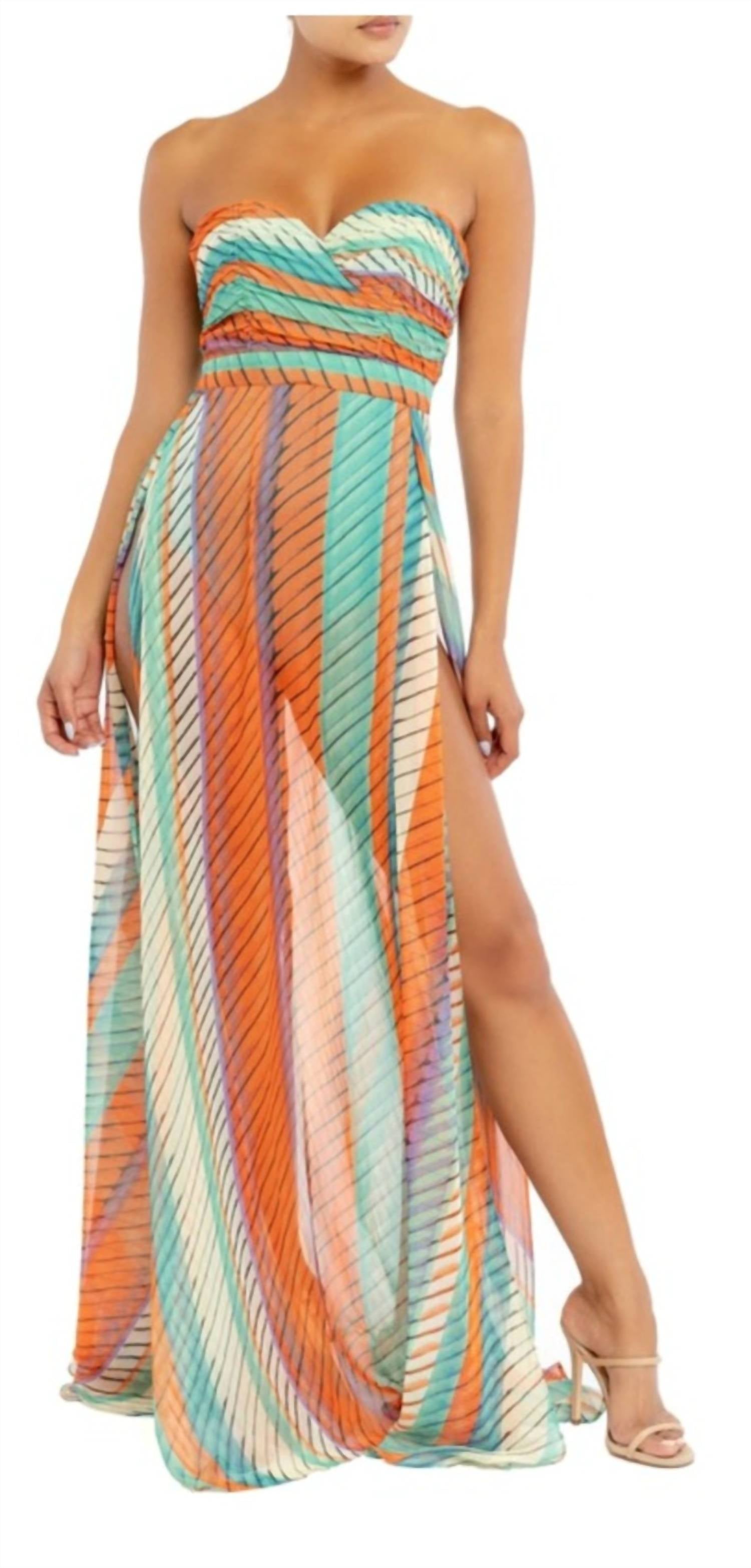 Платье макси Mya без бретелей с разрезом в разноцветную полоску LUXXEL, мультиколор
Платье макси Mya без бретелей с разрезом в разноцветную полоску LUXXEL, мультиколор