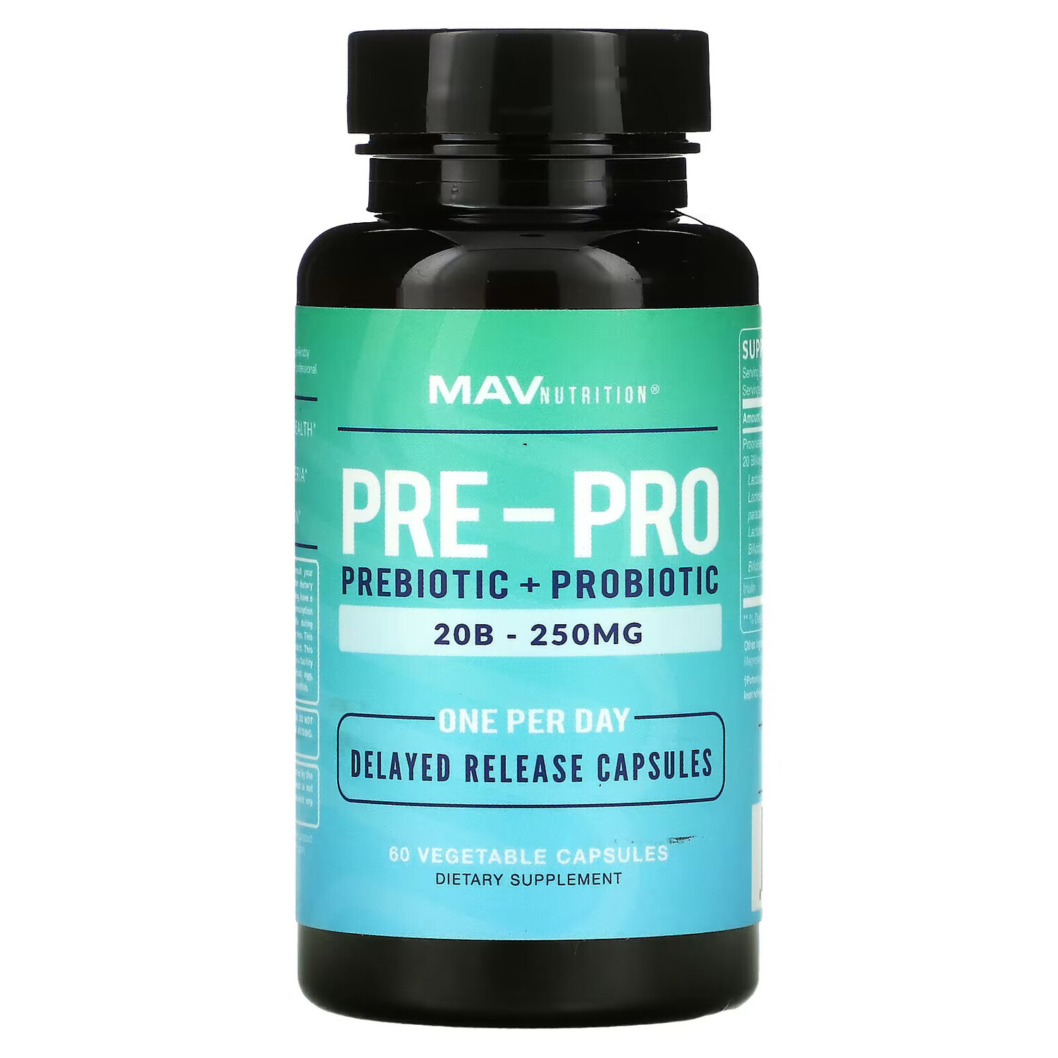 MAV Nutrition, Pre-Pro, пребиотик и пробиотик, 60 растительных капсул
MAV Nutrition, Pre-Pro, пребиотик и пробиотик, 60 растительных капсул