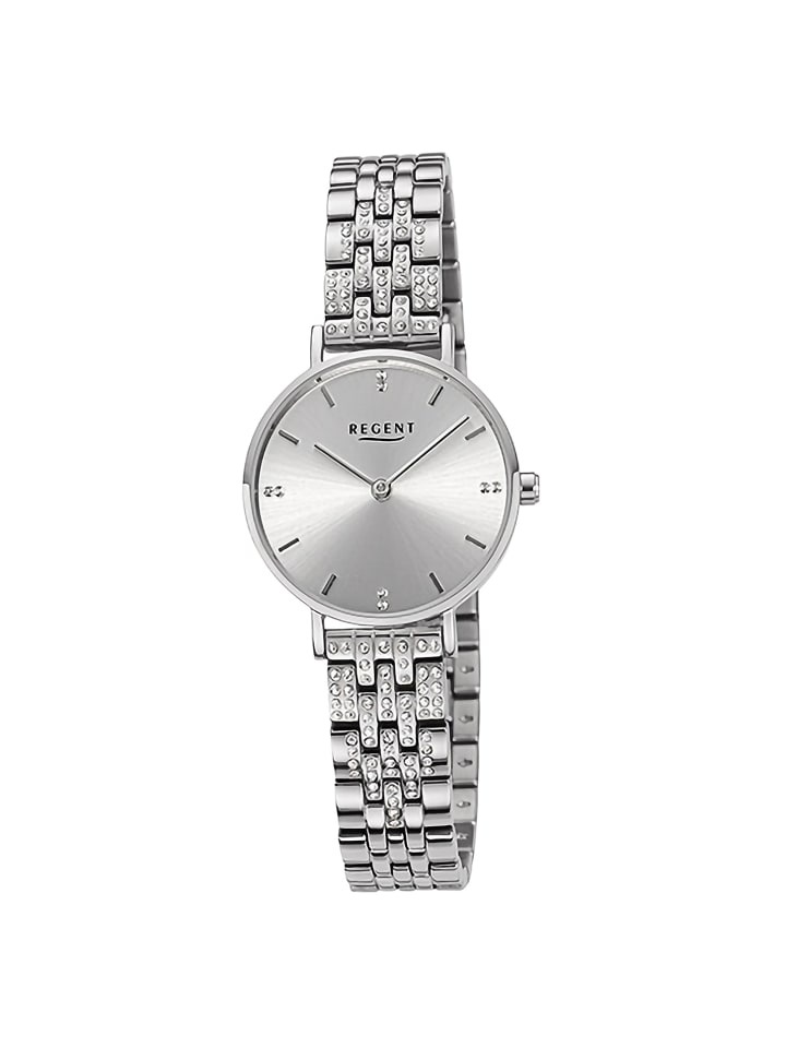 Небольшие аналоговые наручные часы из серебра (примерно 28 мм) с металлическим браслетом Regent
Небольшие аналоговые наручные часы из серебра (примерно 28 мм) с металлическим браслетом Regent